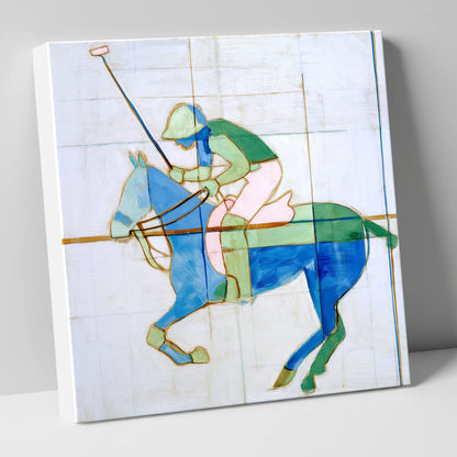 Azure Polo Rhythms polo horse canvas wall art