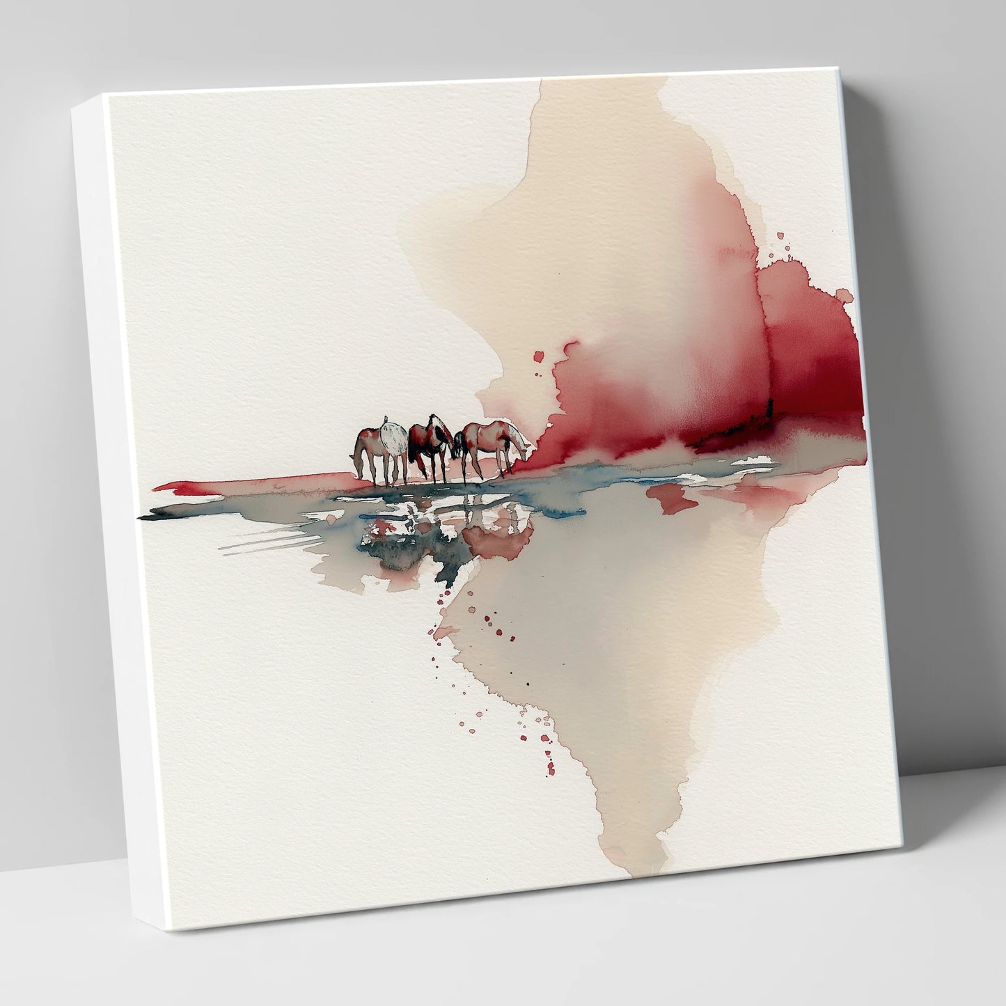 Crimson Reflections horse landscape canvas wall art