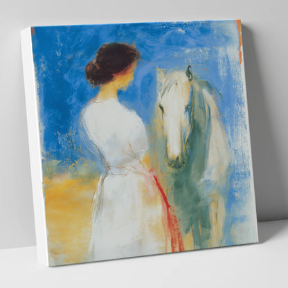 Whispers in Blue horse & rider canvas wall art