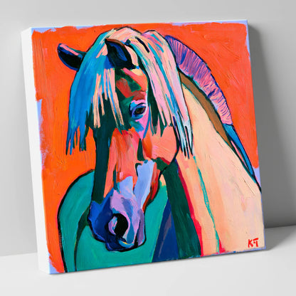 Vibrant Fjord Horse Portrait horse breed canvas wall art