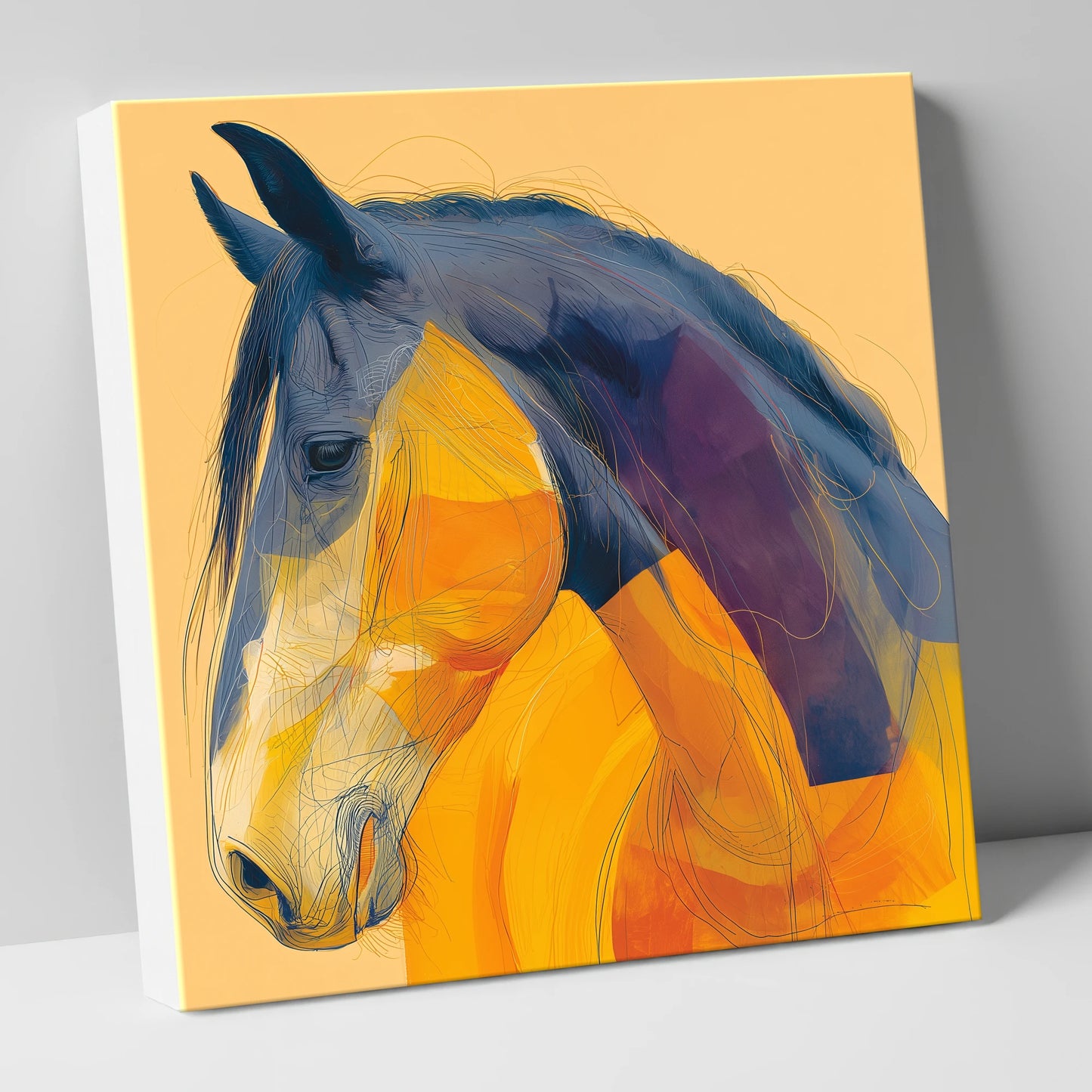 Vivid Cobalt Profile horse breed canvas wall art
