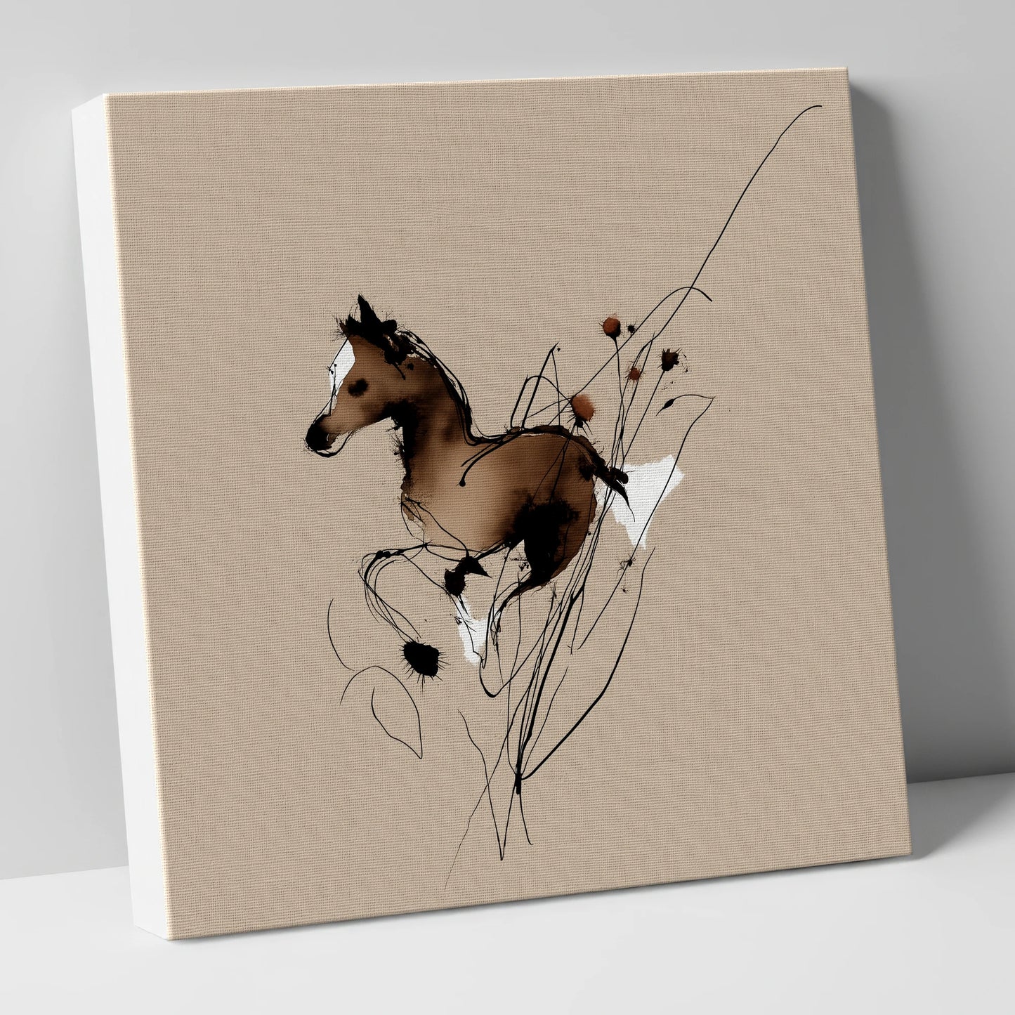 Joyful Bound horse portrait canvas wall art
