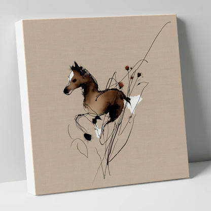 Joyful Bound horse portrait canvas wall art