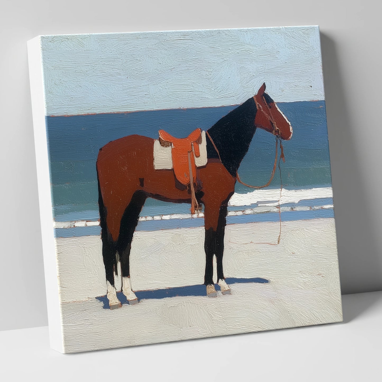 Waiting by the Tide horse landscape canvas wall art