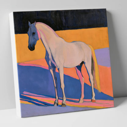 Colour Block Abstract Grey Horse horse breed canvas wall art