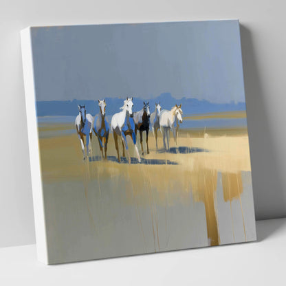 Blue Horizon Herd wild horses canvas wall art