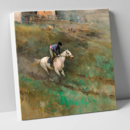 Through the Morning Mist racing horse canvas wall art