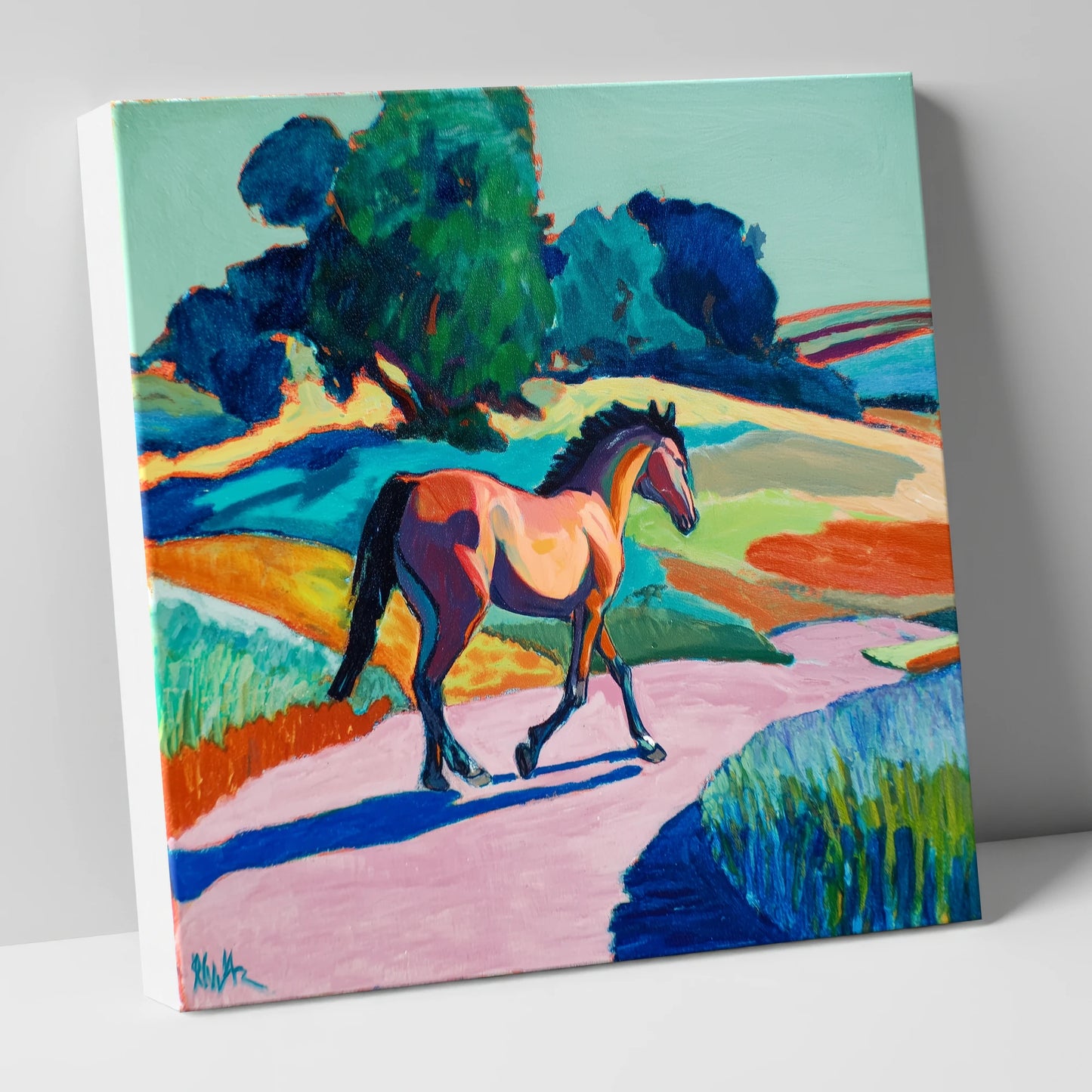Technicolour Trot horse breed canvas wall art