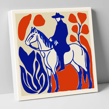 The Cobalt Western Rider western horse canvas wall art