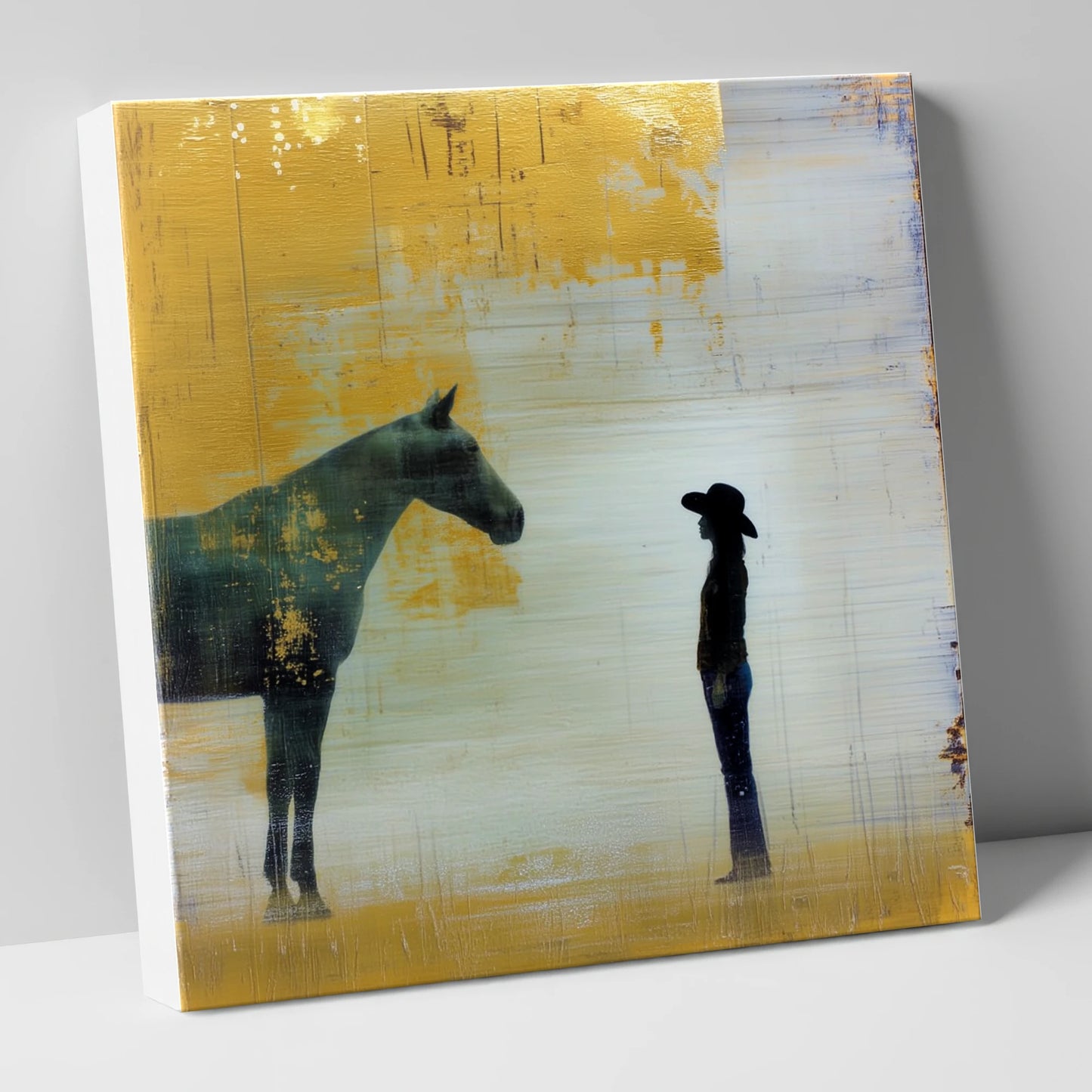 Golden Western Silhouette western horse canvas wall art