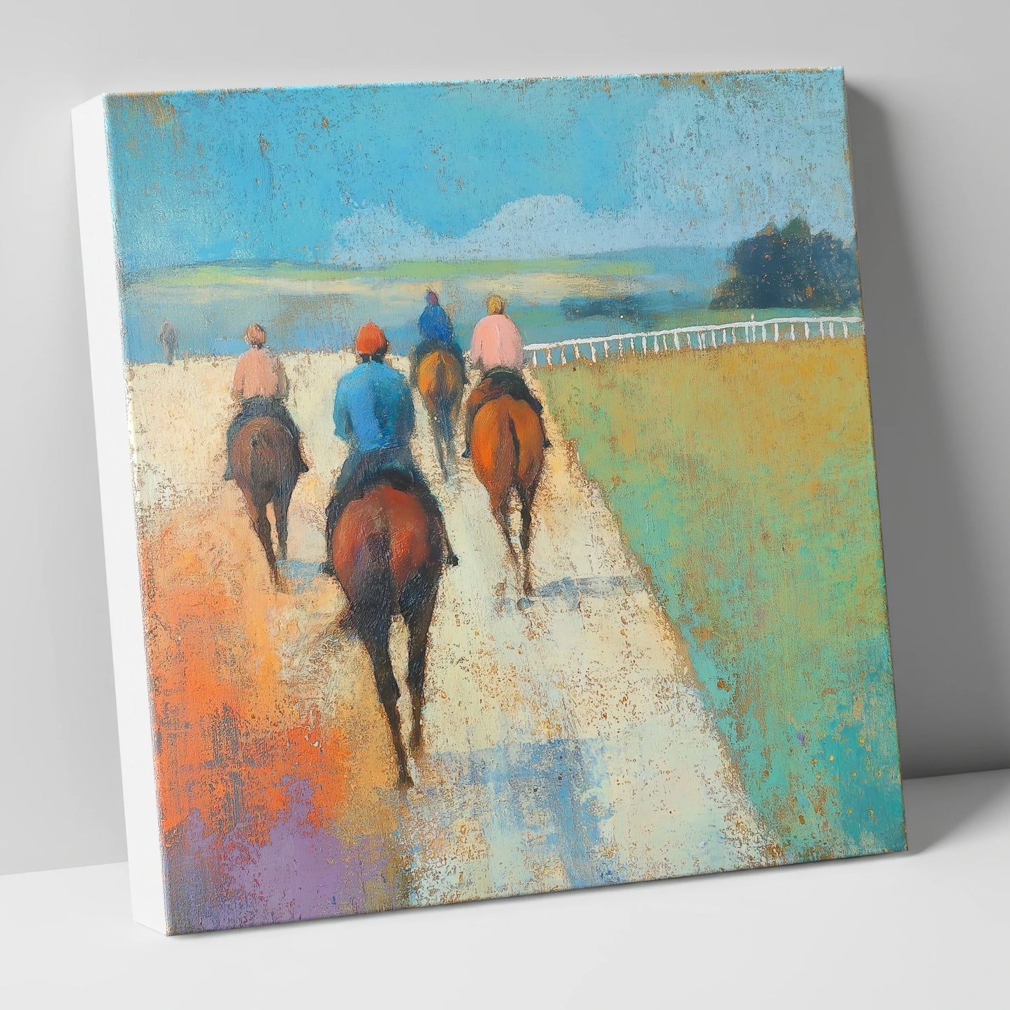 The Morning String racing horse canvas wall art
