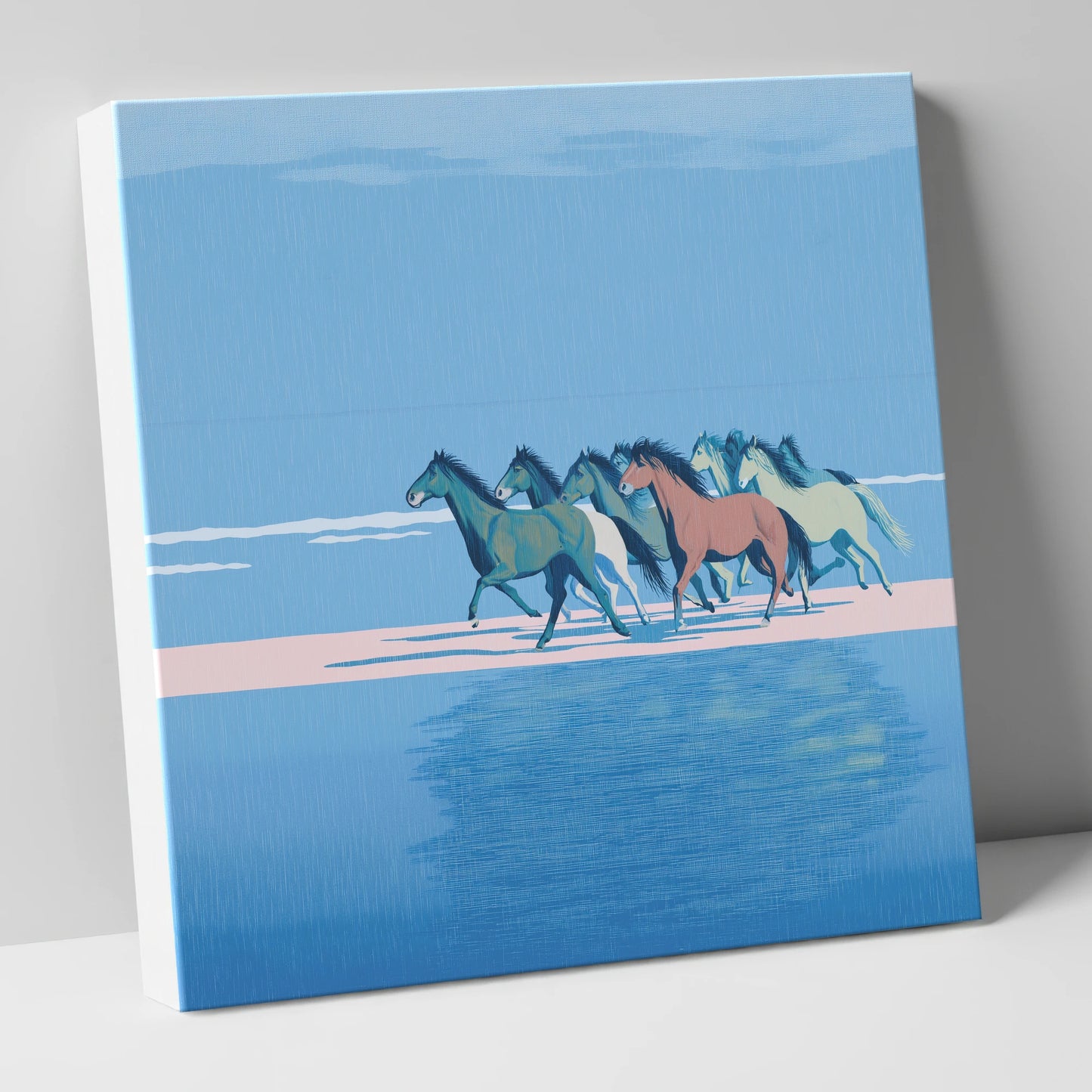Coastal Canter wild horses canvas wall art