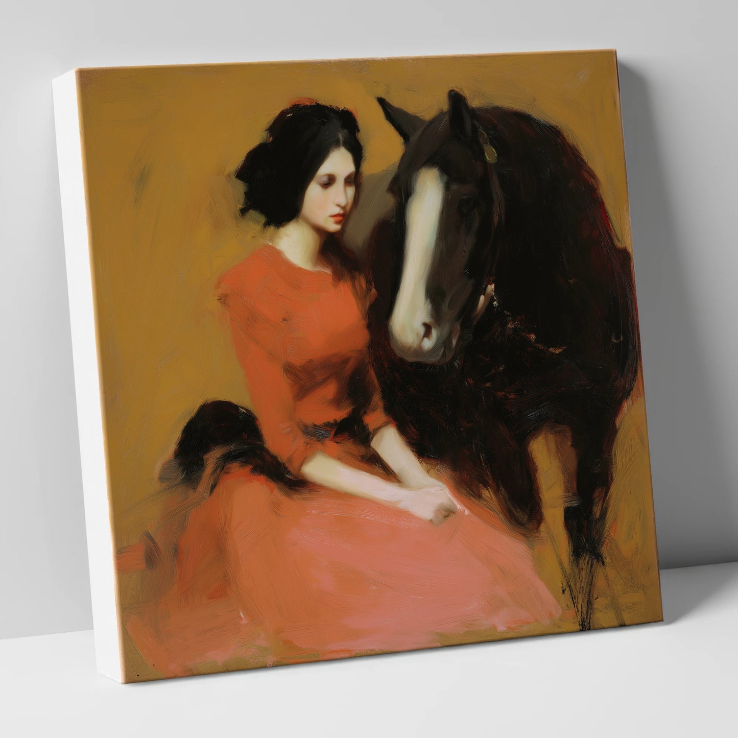 The Silent Bond horse & rider canvas wall art