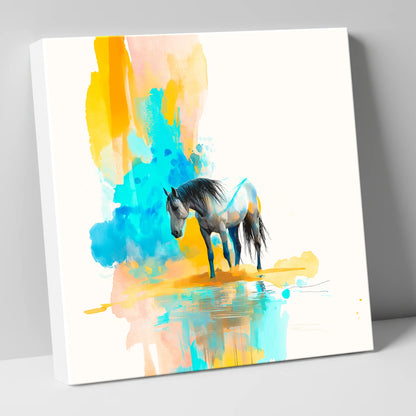Vibrant Grey Reflection horse portrait canvas wall art