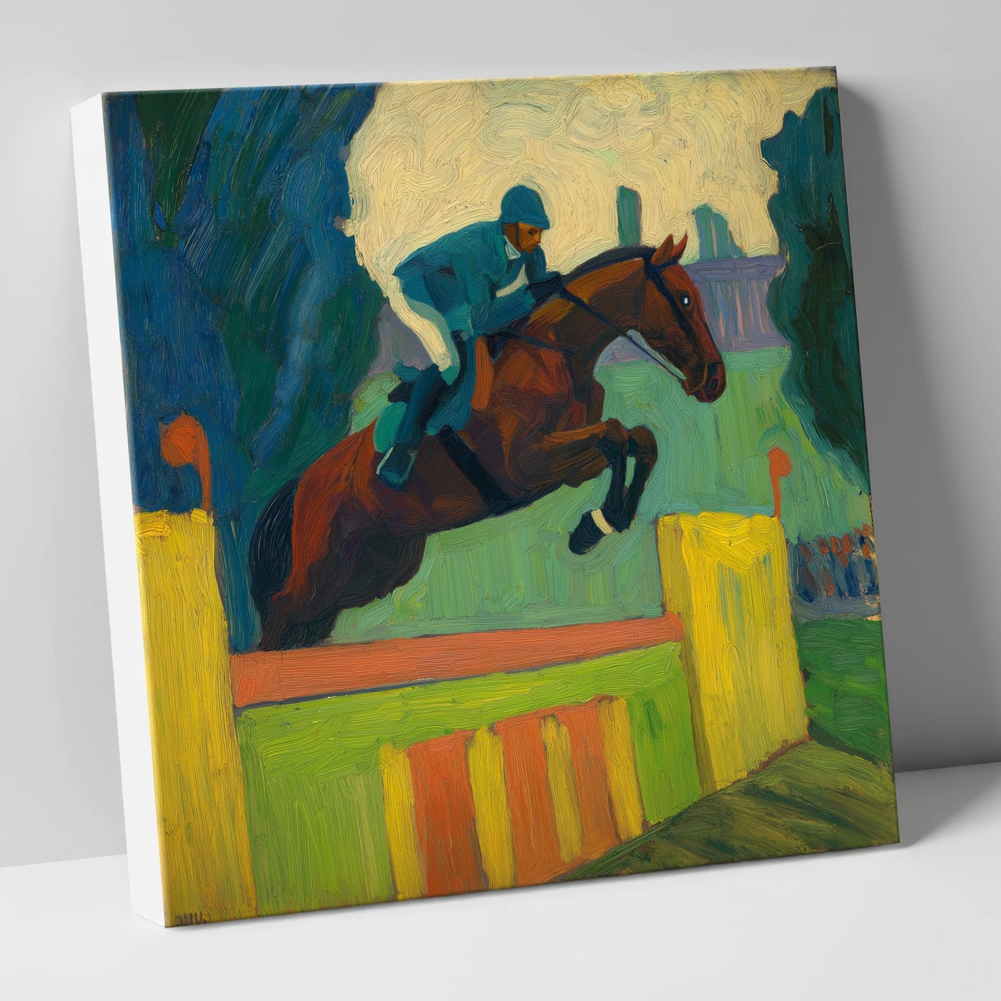 Over the Vivid Wall show jumping horse canvas wall art