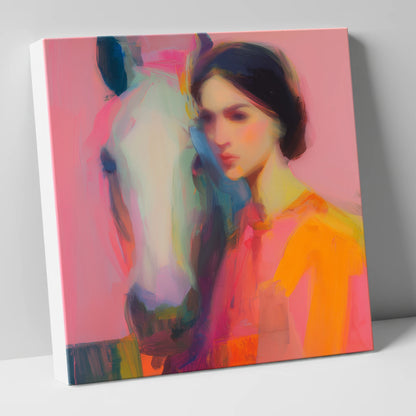 Vibrant Connection horse & rider canvas wall art