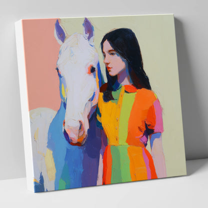 Vibrant Harmony horse & rider canvas wall art