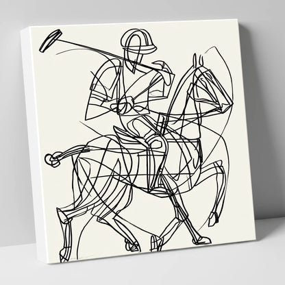 Linear Polo Strike polo horse canvas wall art