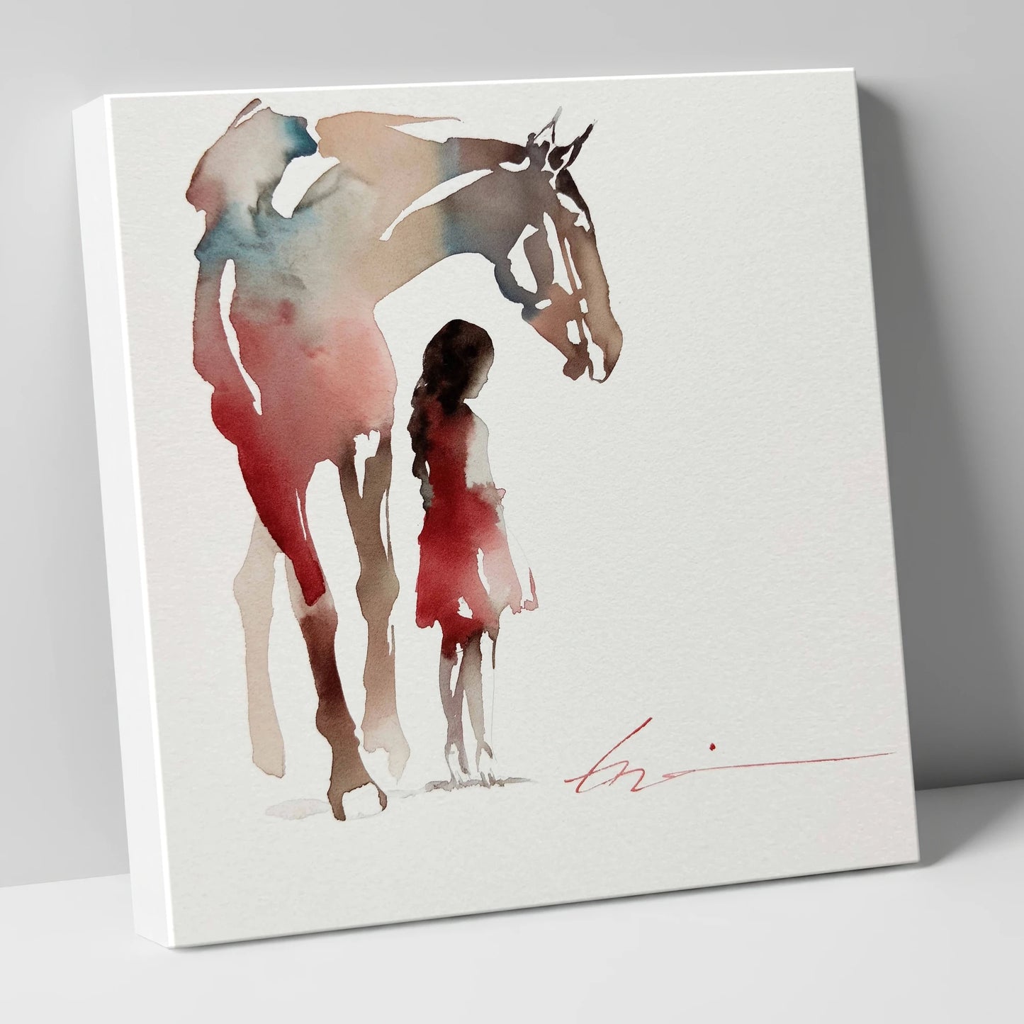 Silent Bond horse & rider canvas wall art