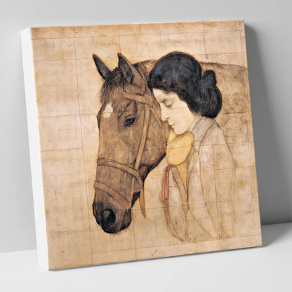 The Silent Bond horse & rider canvas wall art