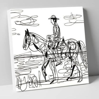 Linear Beach Ride beach horse canvas wall art