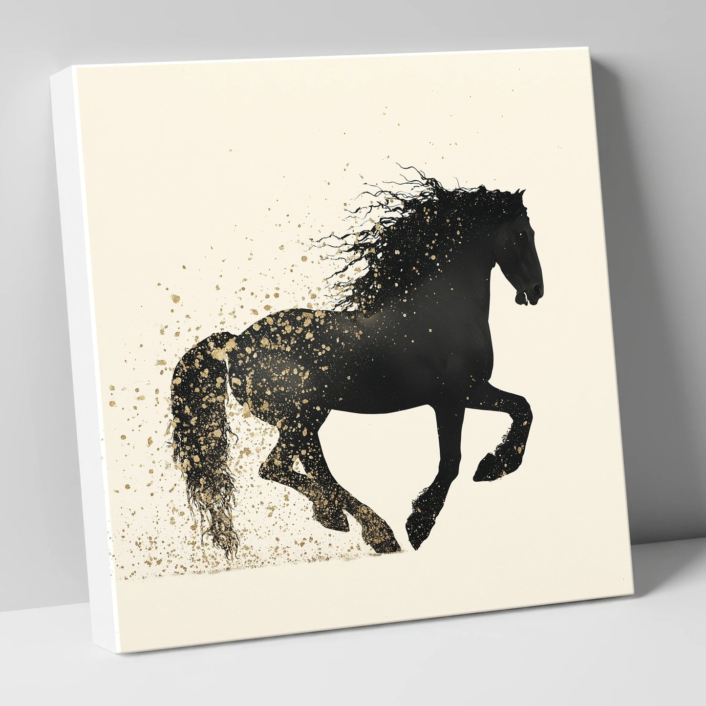 Midnight Gold Friesian horse breed canvas wall art