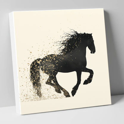 Midnight Gold Friesian horse breed canvas wall art