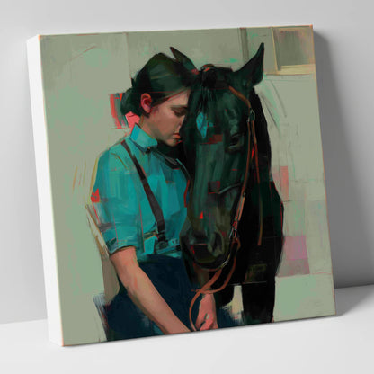 A Quiet Understanding horse & rider canvas wall art