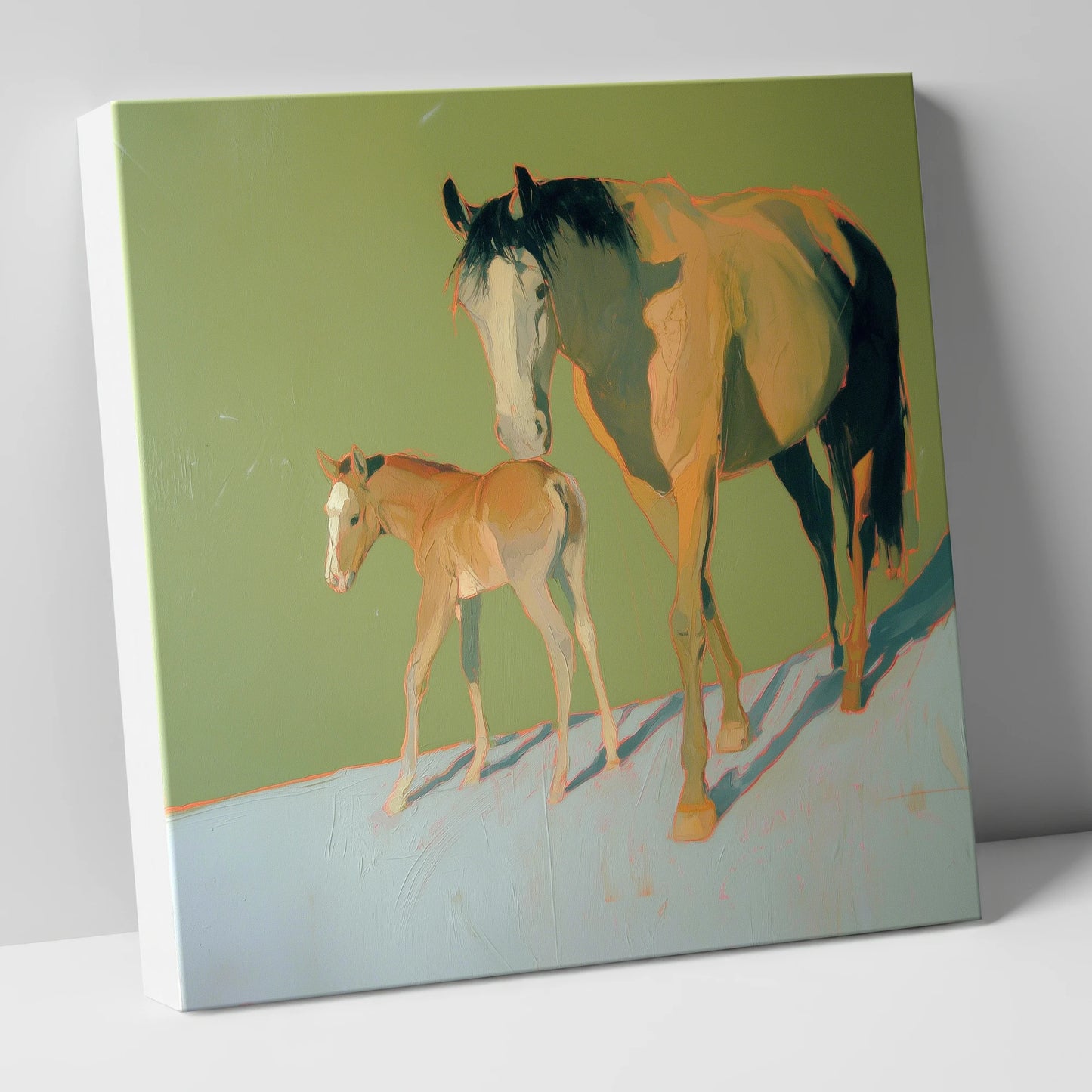 Sunlit Bonds mare & foal canvas wall art