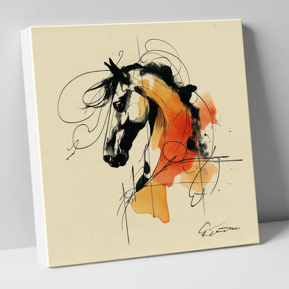 Spirit in Ink and Amber horse breed canvas wall art
