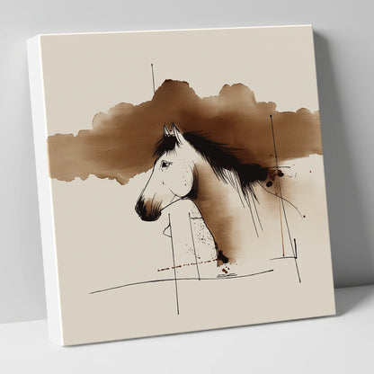 Abstract Sepia Equine Profile horse portrait canvas wall art