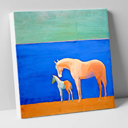 Cobalt Bond mare & foal canvas wall art