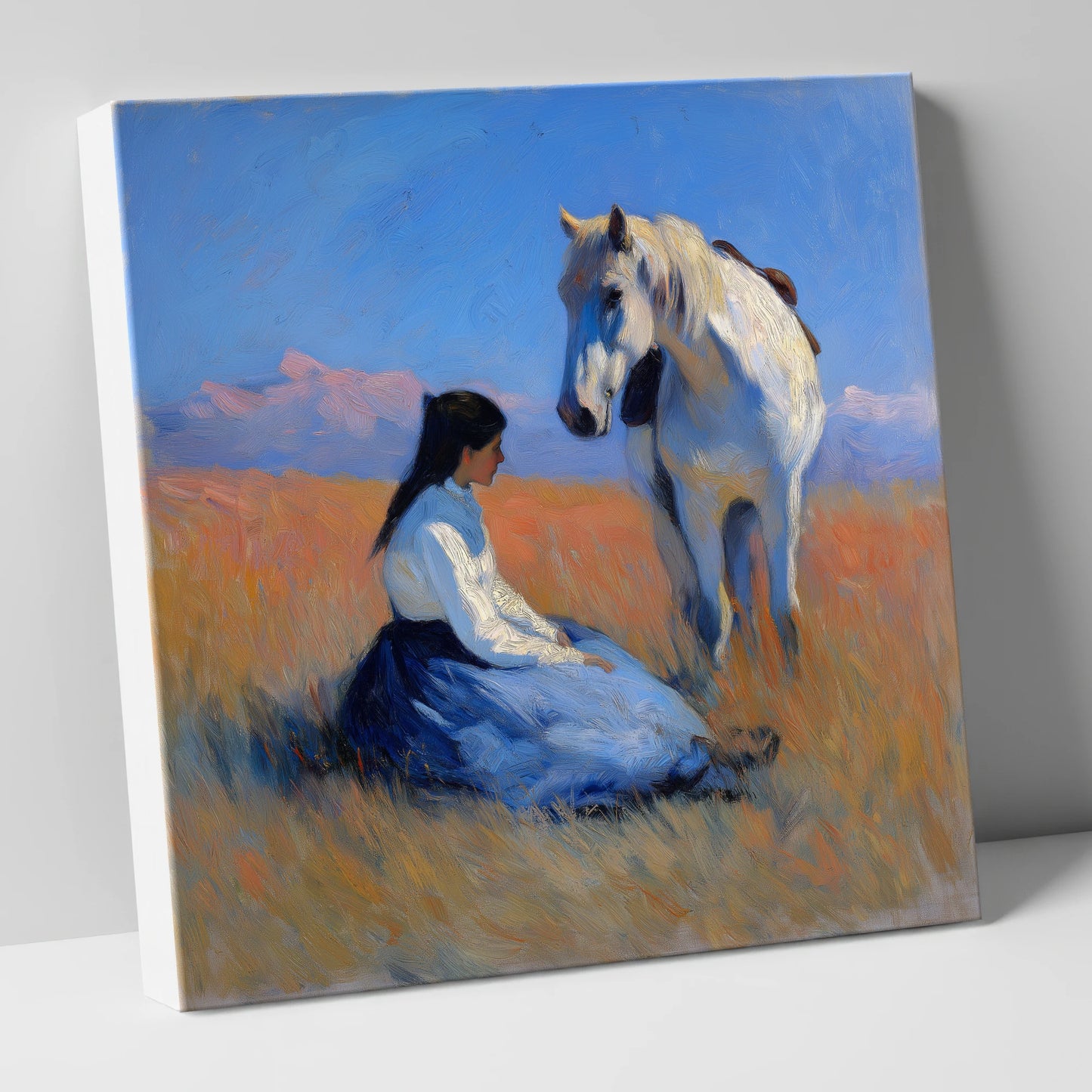 Golden Hour Companions horse & rider canvas wall art