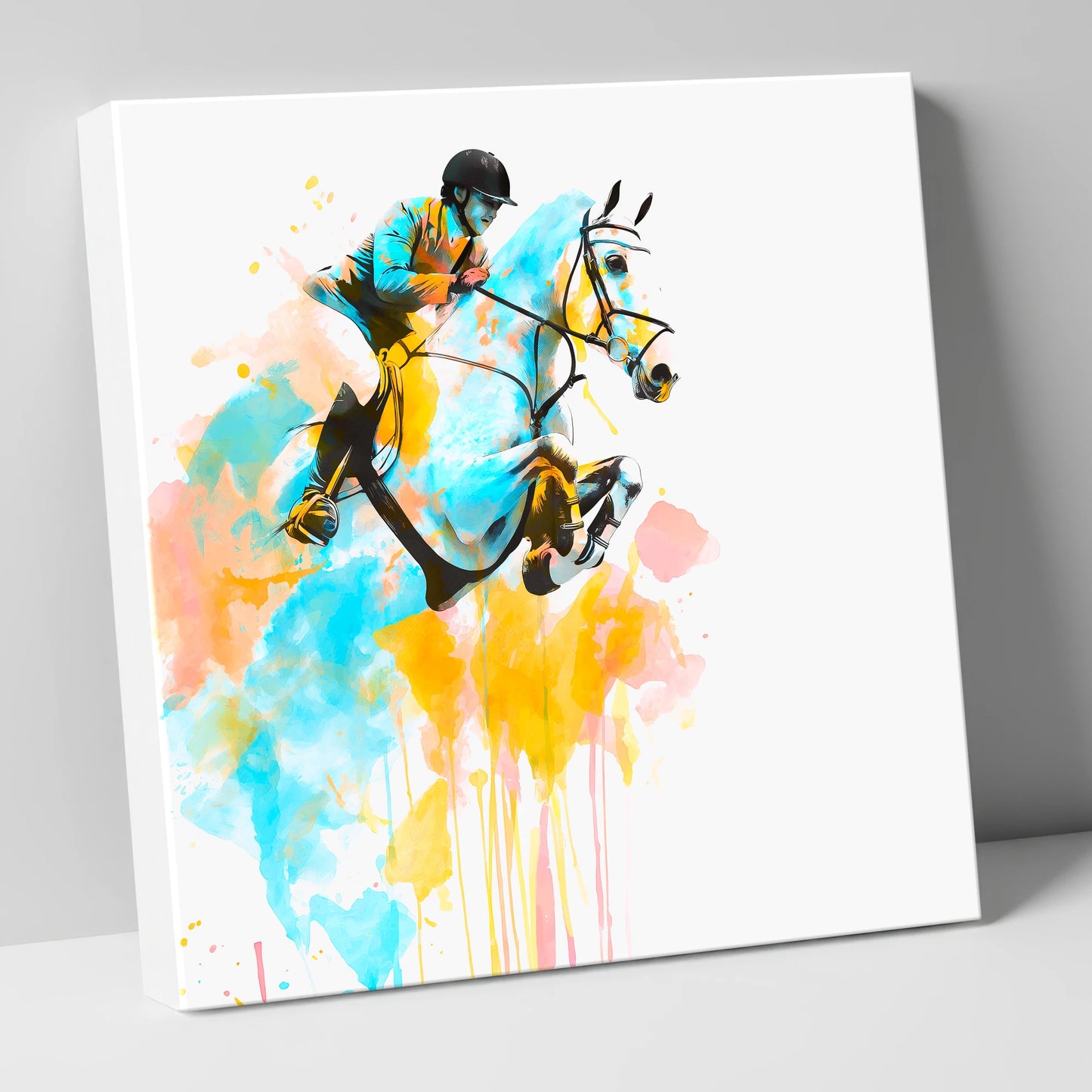Suspended in Colour show jumping horse canvas wall art