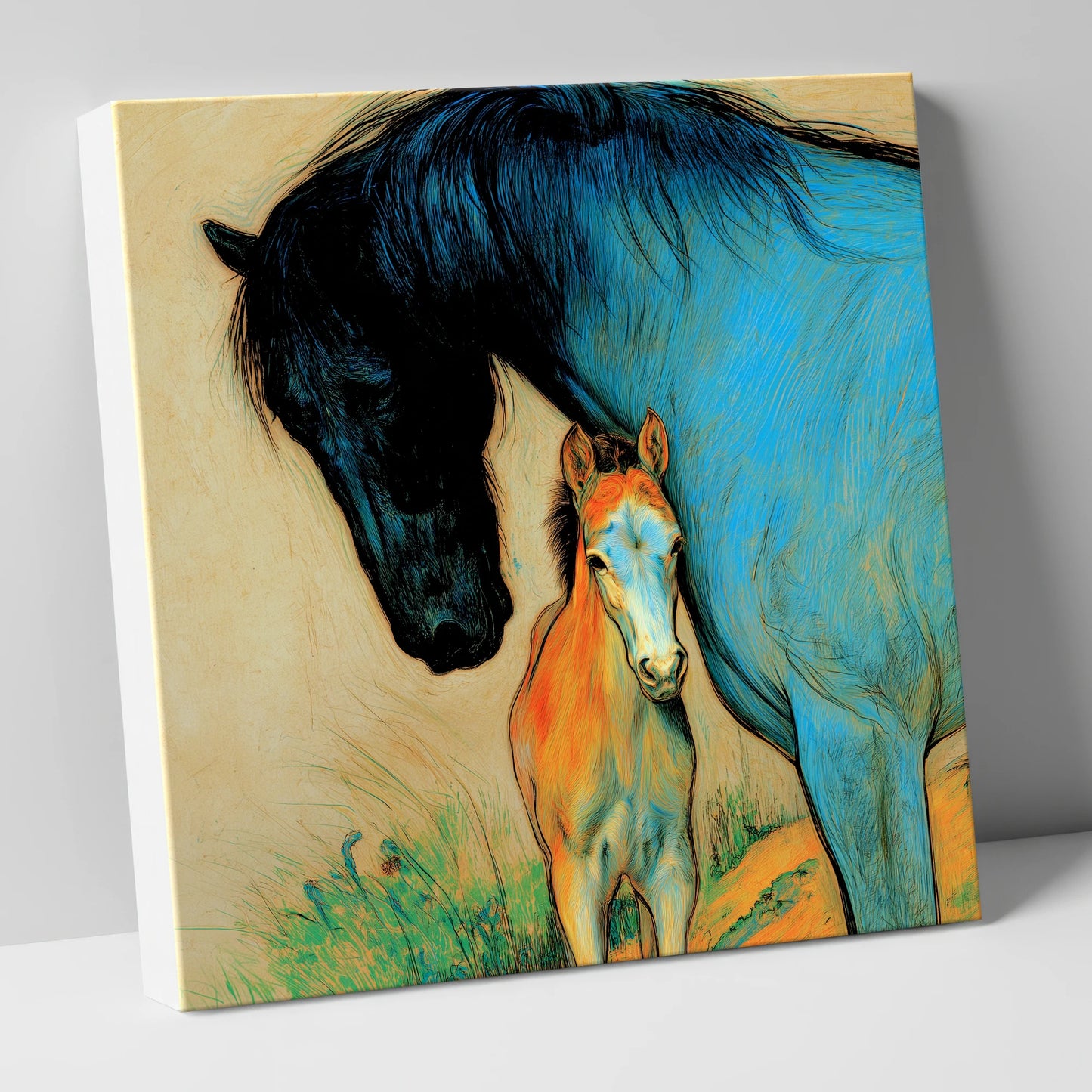 Vivid Devotion mare & foal canvas wall art