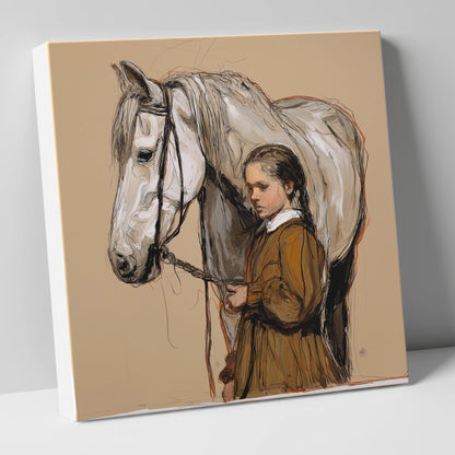 Gentle Guidance horse & rider canvas wall art