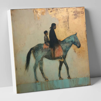Timeless Golden Journey horse & rider canvas wall art