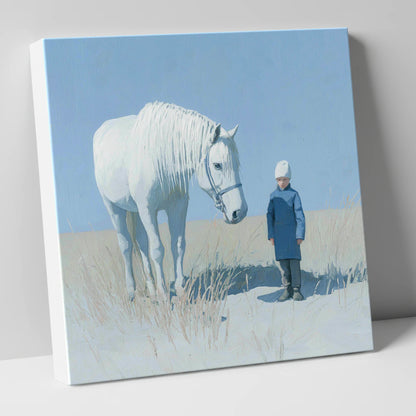 A Silent Understanding horse & rider canvas wall art