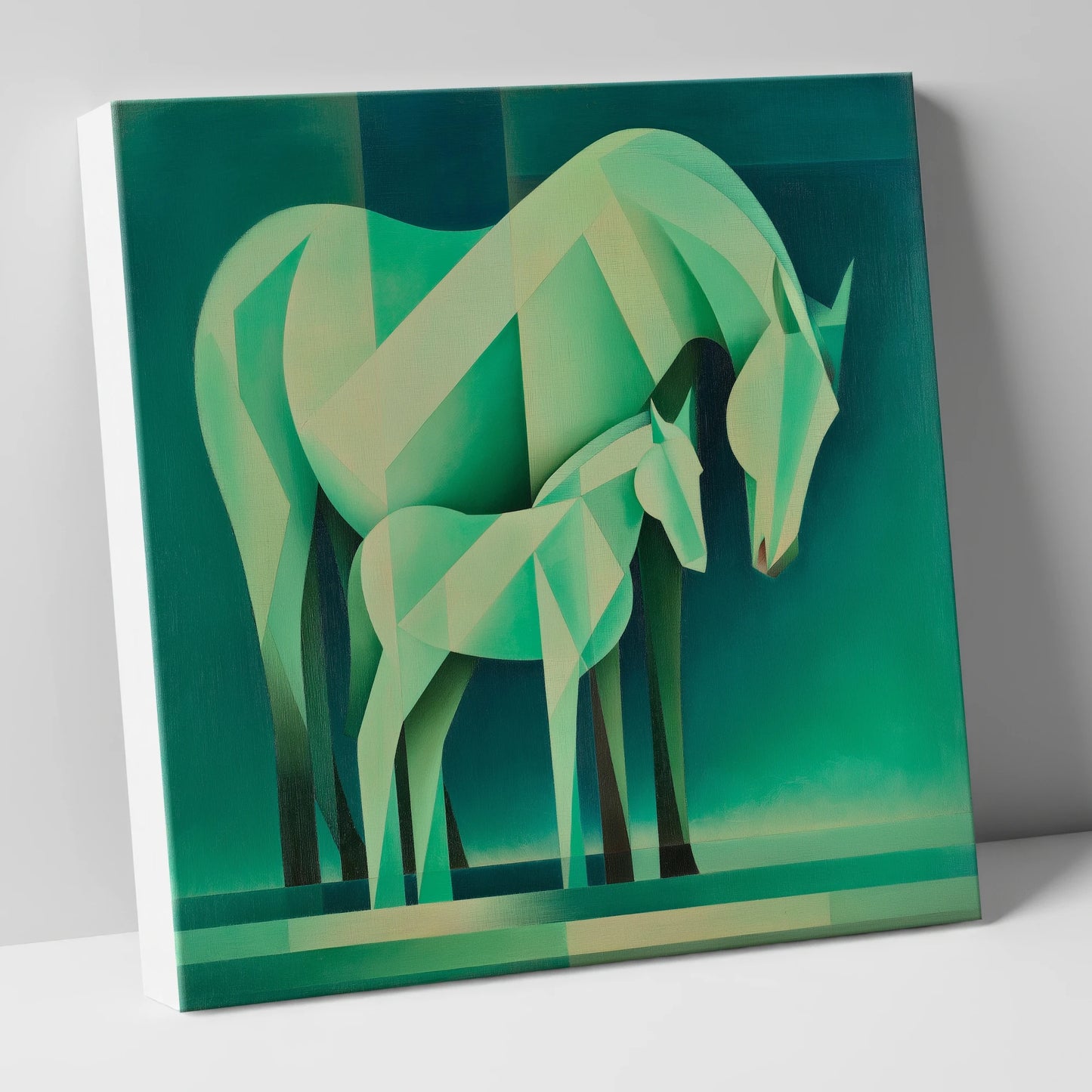 Verdant Harmony mare & foal canvas wall art