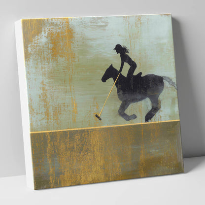 Gilded Polo Silhouette polo horse canvas wall art