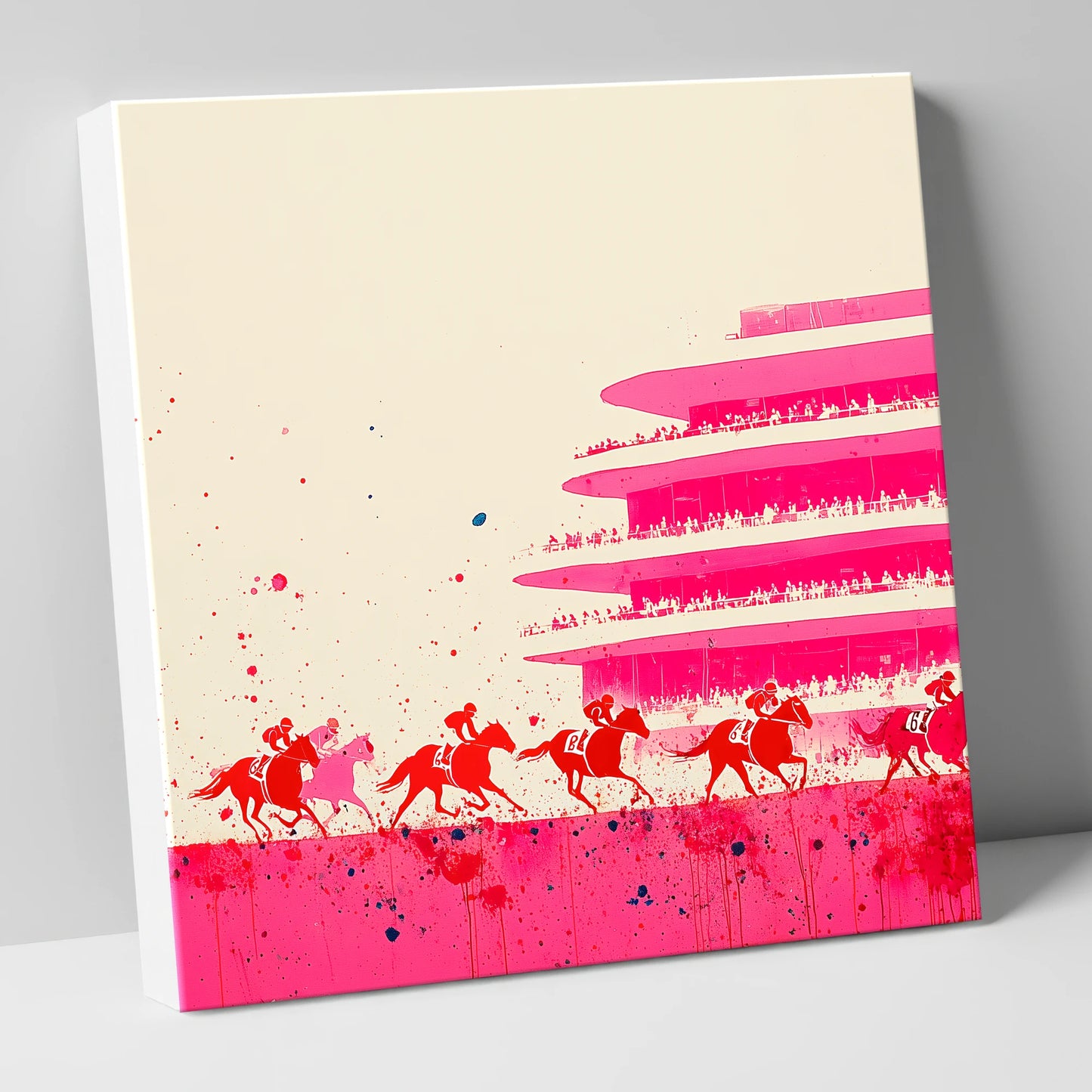 Magenta Grandstand Sprint racing horse canvas wall art