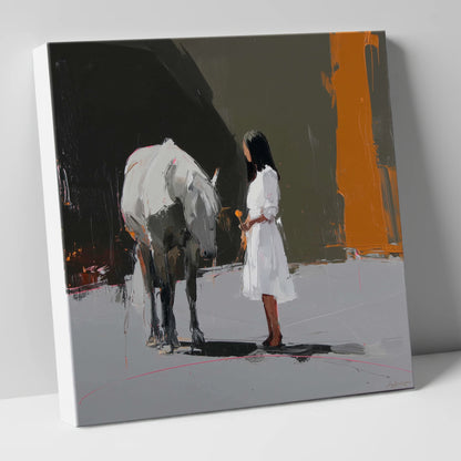 Silent Dialogue horse & rider canvas wall art