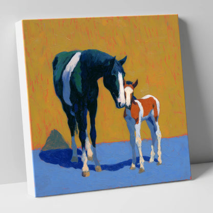 Sun-Drenched Devotion mare & foal canvas wall art