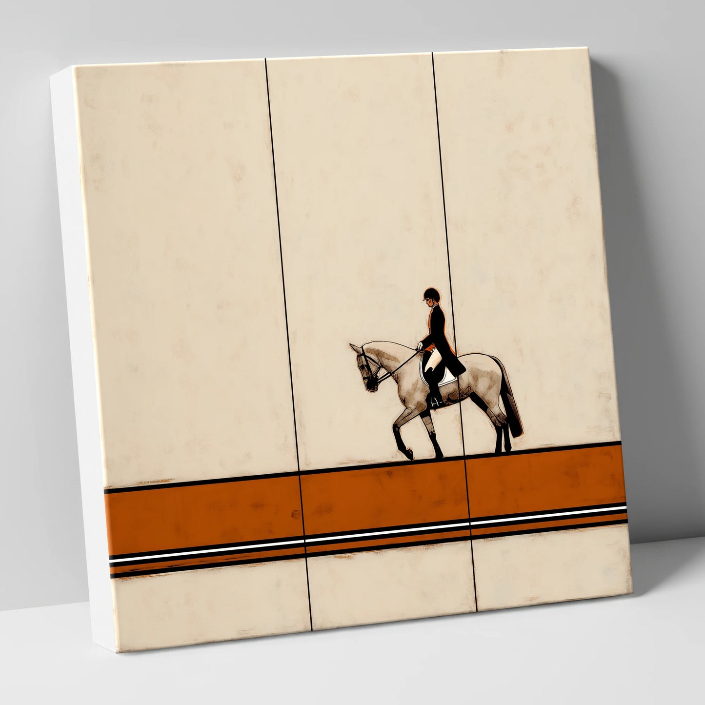 Modern Dressage Silhouette dressage horse canvas wall art