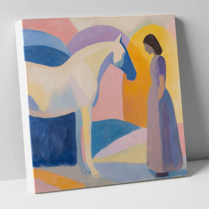 Quiet Connection horse & rider canvas wall art