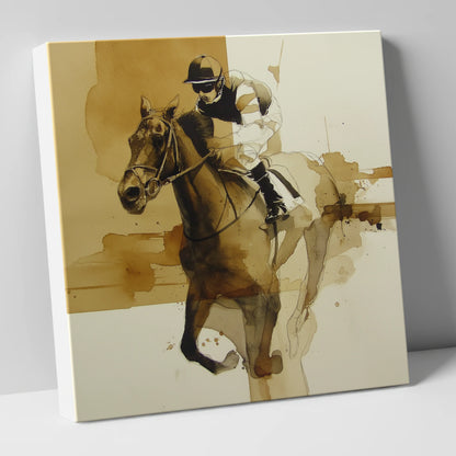 Sepia Sprint racing horse canvas wall art