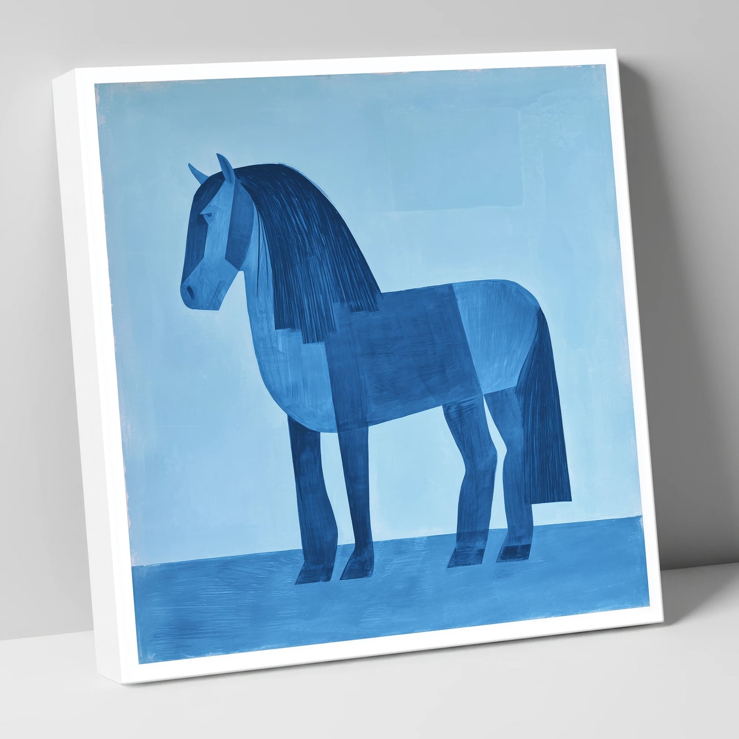 Geometric Blue Heavy Horse horse breed canvas wall art