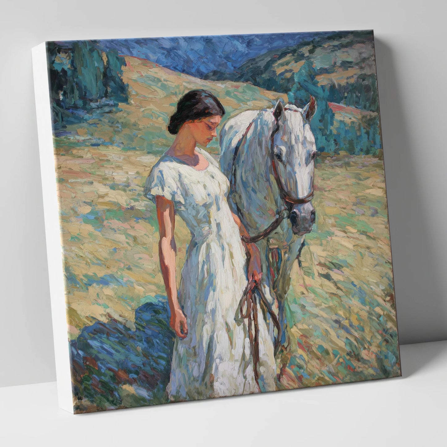 A Quiet Connection horse & rider canvas wall art