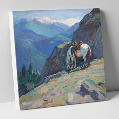 Alpine Trail Halt horse landscape canvas wall art
