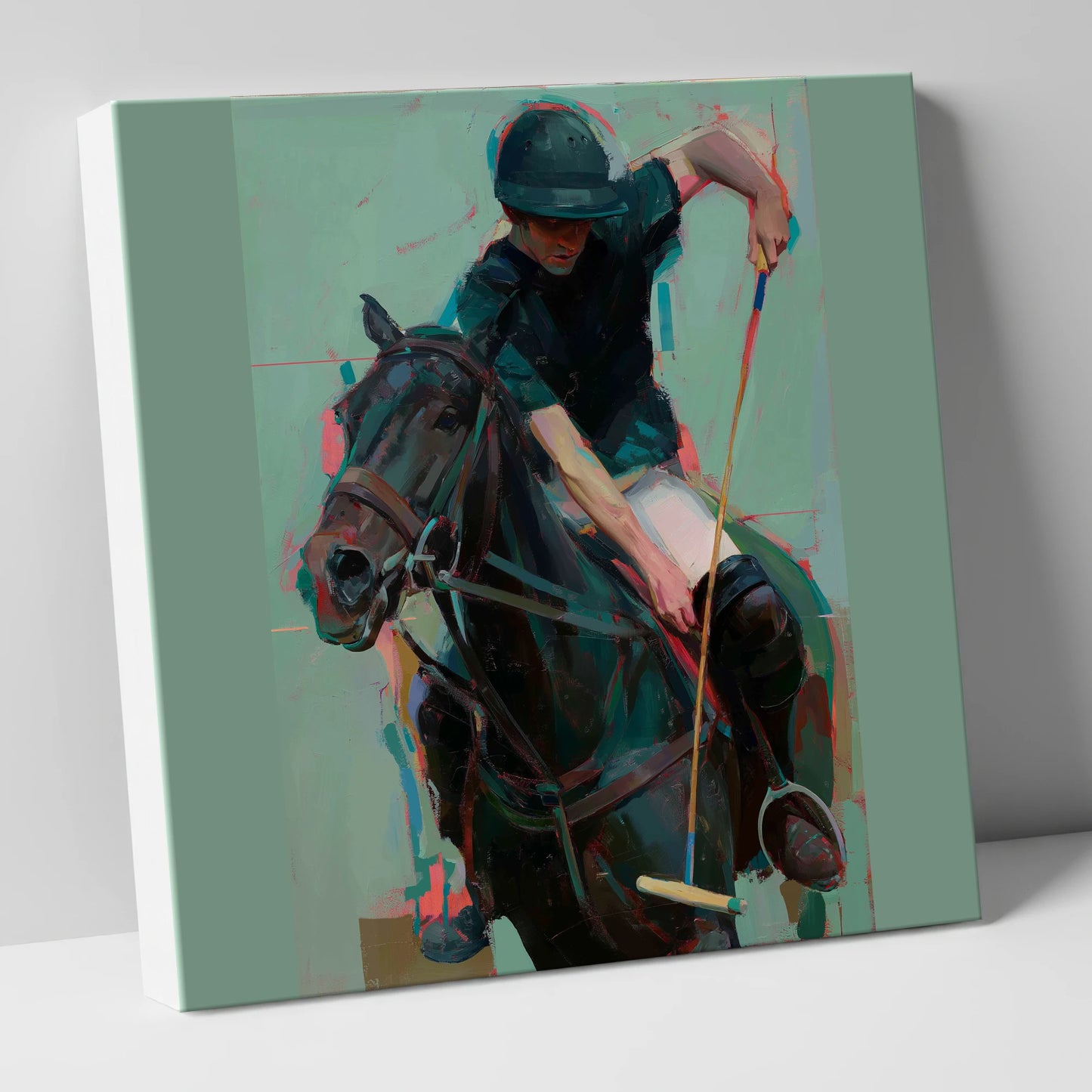 The Decisive Swing polo horse canvas wall art